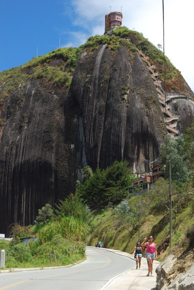 For scale: Jess in front of La Piedra de Peñol in Guatapé, 2 hours outside of Medellín.